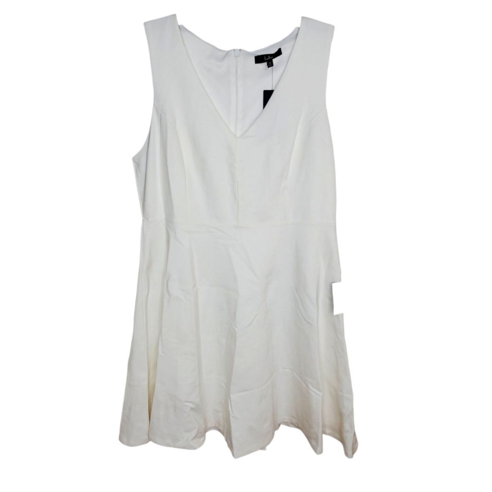 Lulus Bon Apetite Skater White Vneck Dress #188 Feminine Sporty - Picture 2 of 7